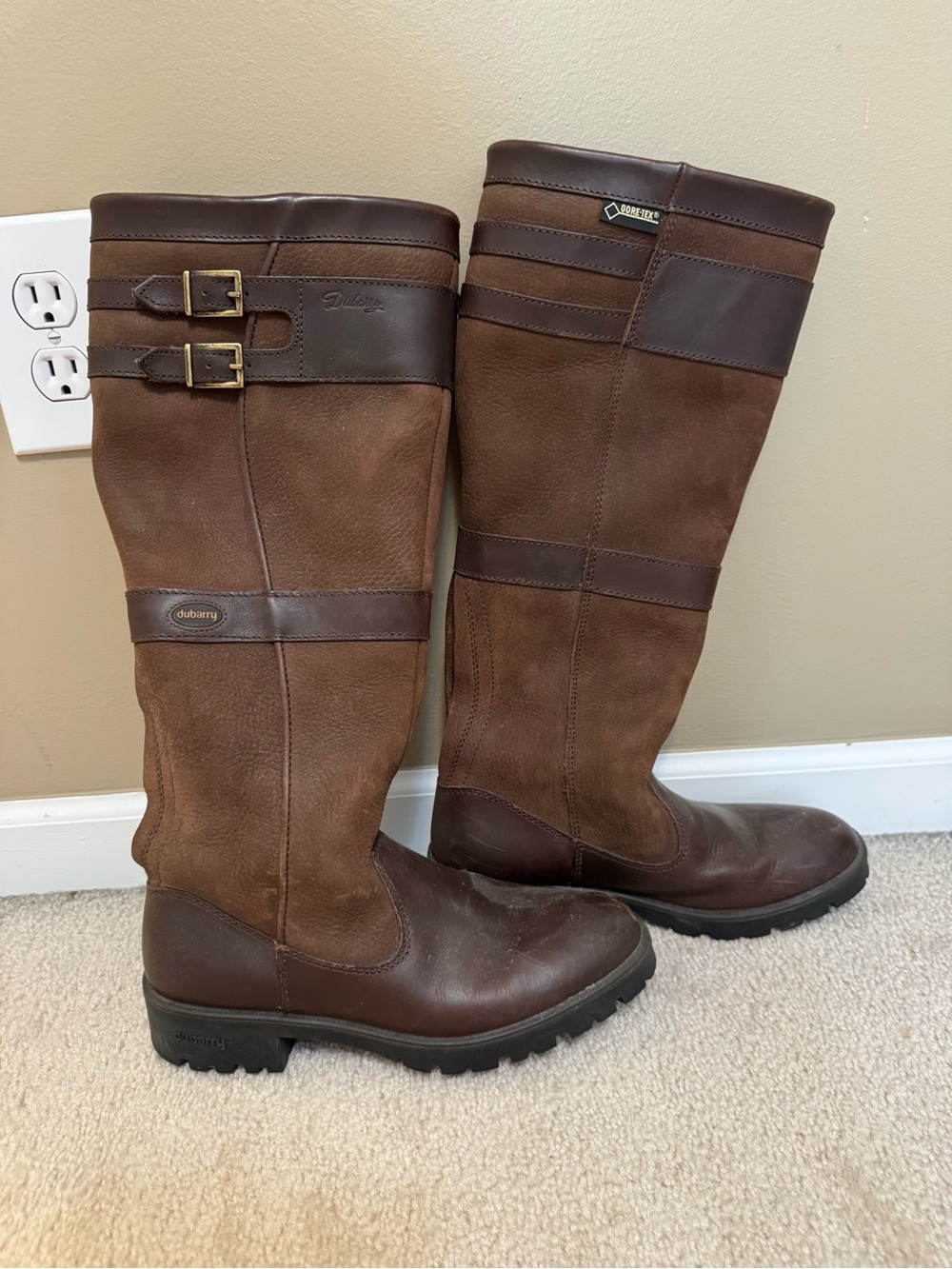 Dubarry of Ireland Chestnut Brown Leather & Suede Tall Riding Boots